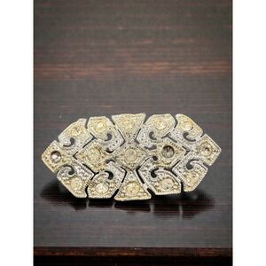 Antique Art Deco Rhinestone Brooch Silver Tone Rhinestone Brooch Pin